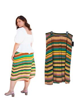 Eloquii Multi Color Stripes Midi Skirt size 18 New with Tags Spring